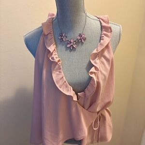 Leith Soft Pink Ruffle Blouse